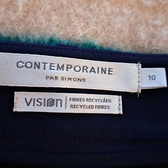 SIMONS pleated wool blend midi skirt, navy, sz 10 - Picture 7 of 9